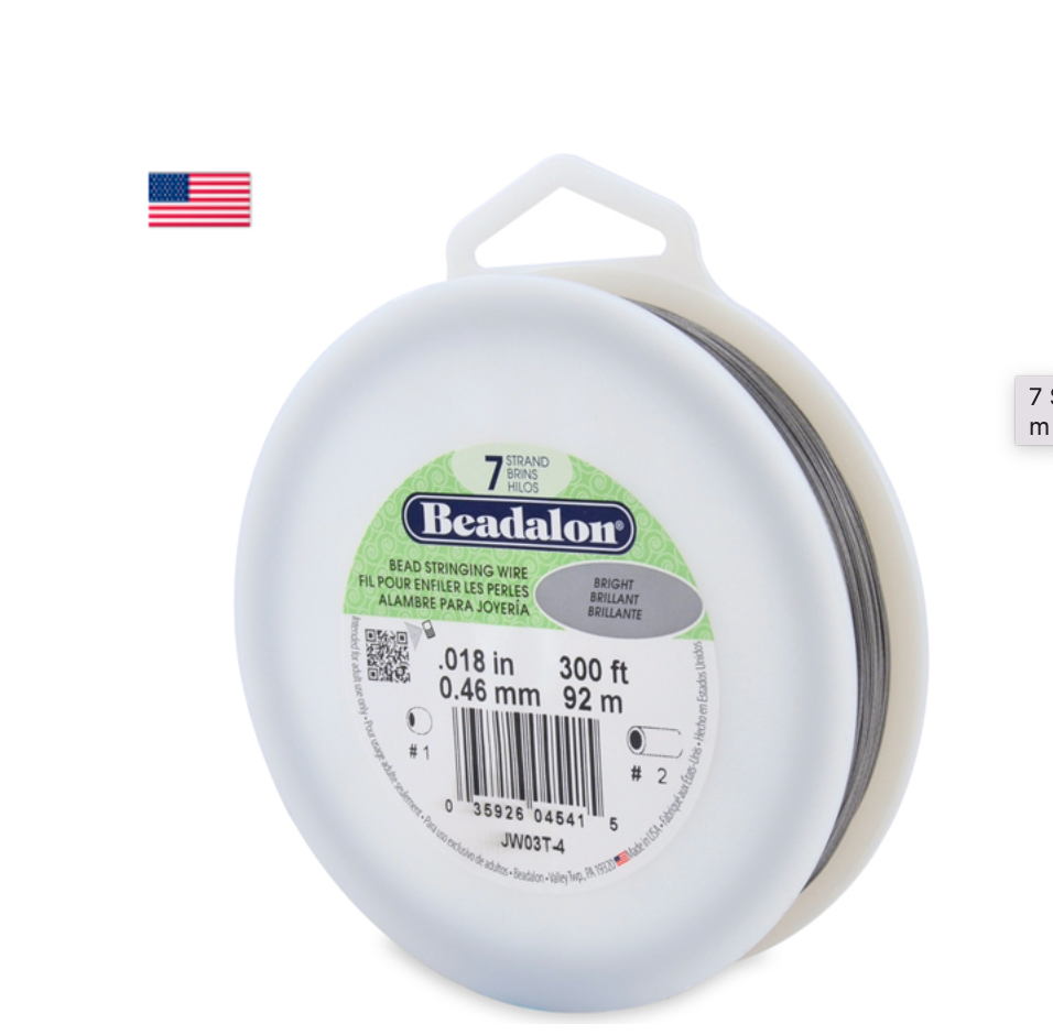 Beadalon 7 Strand Stainless Steel Bead Stringing Wire, .018 in / 0.46 mm, Bright, 300 ft / 91 m