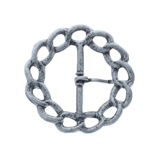 Round Double Chain Buckle, Antique Silver, each