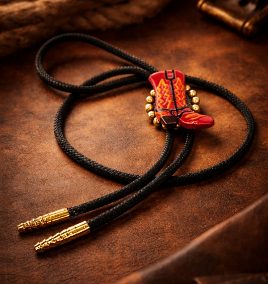 38mm x 43mm Pink Prairie Boot Bolo Tie, made in USA, each