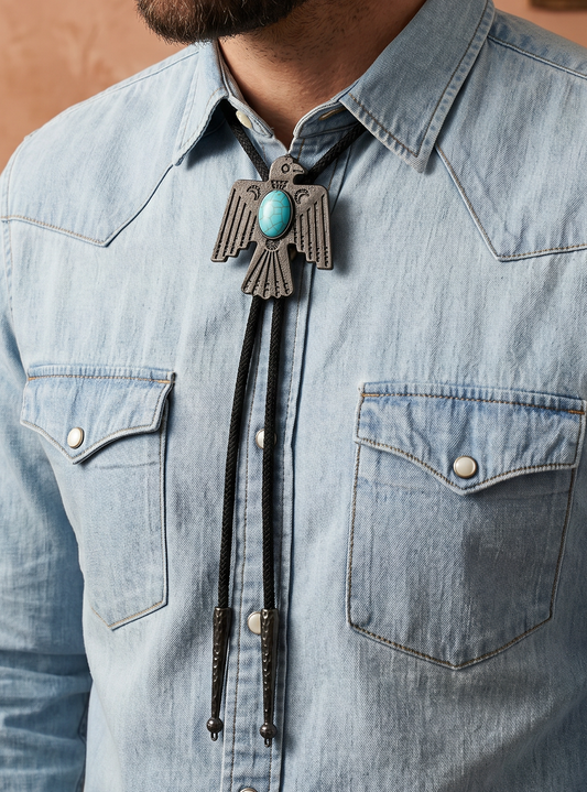Thunderbird Turquoise Bolo Tie, made in USA, each