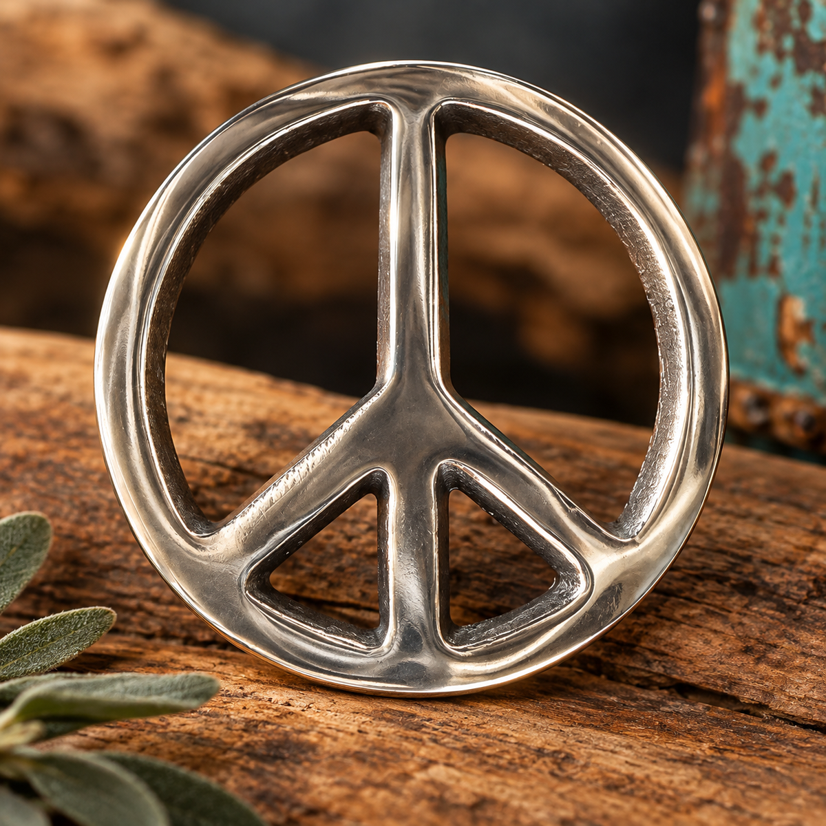 Cast Aluminum Peace Sign 3.25” – Polished Silver Peace Symbol – Ornament, Coaster, Keychain Blank, DIY Craft Supply