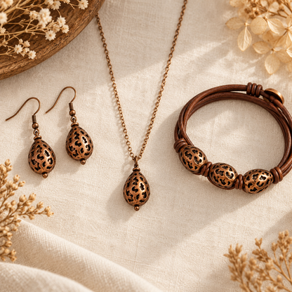Antique Copper Filigree Teardrop Beads, 20x13mm, Pierced Metal Beads, Approx. 15 Beads per Strand, Jewelry-Making Supplies