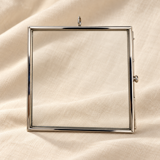 3 x 3 Inch Square Glass Display Frame | Silver Tone Hanging Keepsake Frame for Pressed Flowers, Photos & Needlework, 3 ea