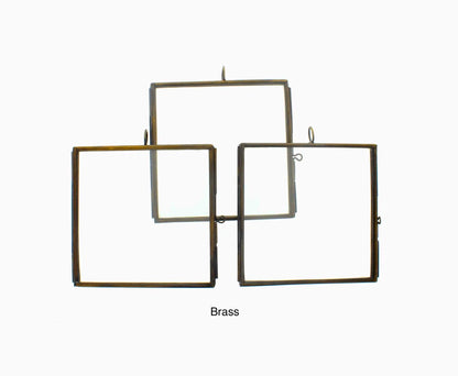 3 x 3 Inch Square Glass Display Frame | Silver Tone Hanging Keepsake Frame for Pressed Flowers, Photos & Needlework, 3 ea