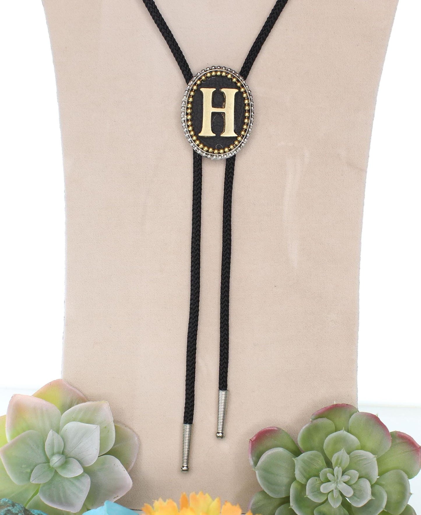 47mm x 37mm Custom Initial Bolo Tie, made in USA, each