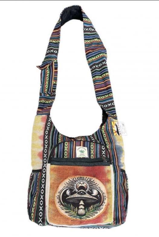 Boho Mushroom Mandala Shoulder Bag – Hippie Woven Crossbody Tote, each