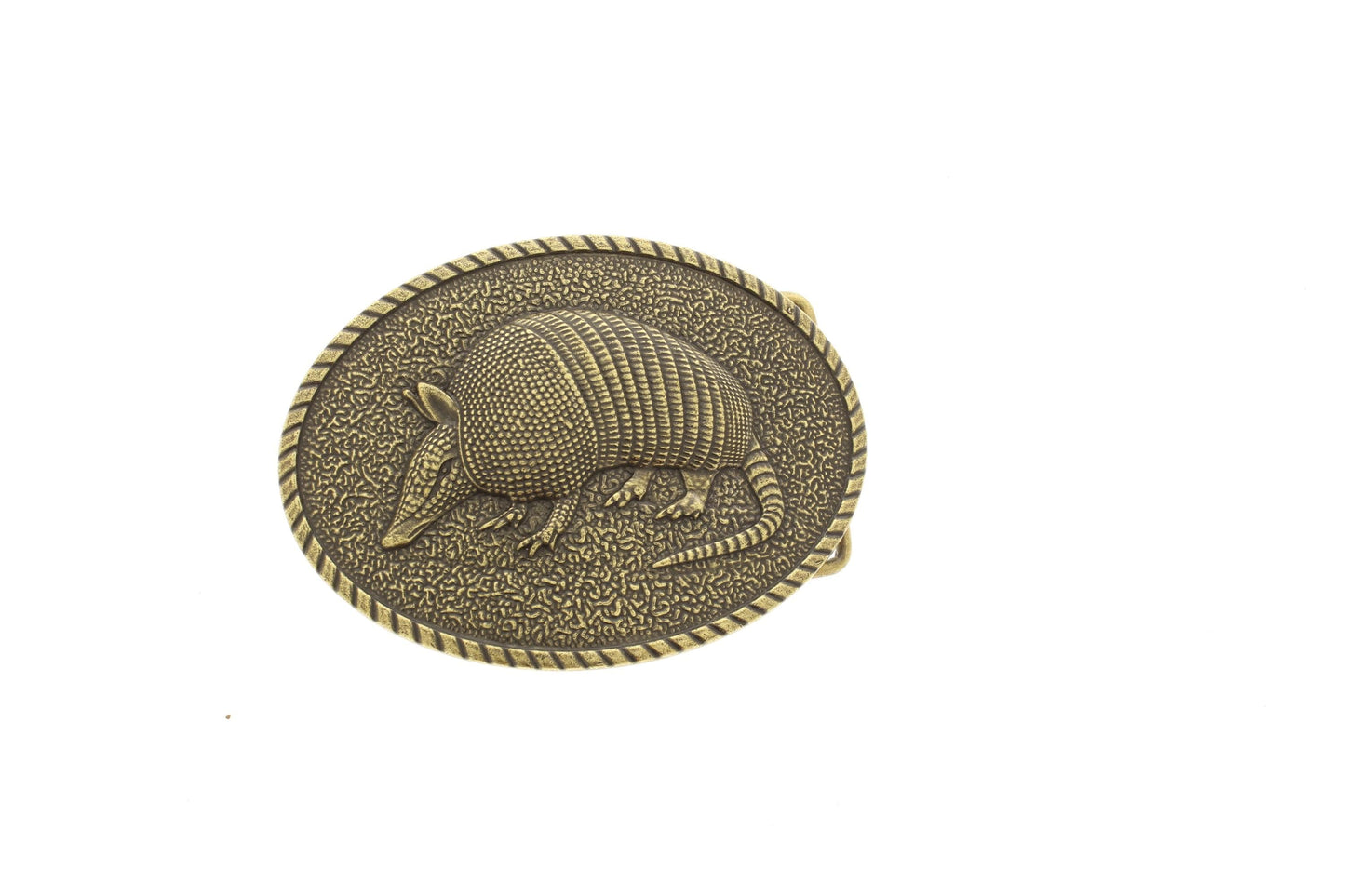 66mm x 91mm Armadillo Belt Buckle – Antique Silver & Gold Western Buckle, made in USA, each