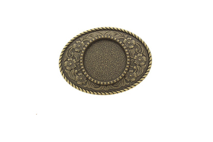 66mm x 91mm Western Floral Belt Buckle – Blank Oval Buckle in Antique Silver & Gold, made in USA, each