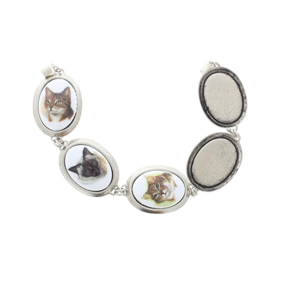 Vintage Cat Portrait Bracelet – Porcelain Cameo Style, made in USA, each