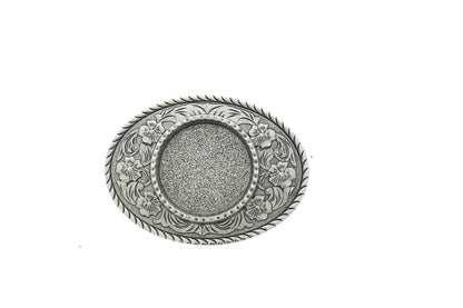 66mm x 91mm Western Floral Belt Buckle – Blank Oval Buckle in Antique Silver & Gold, made in USA, each