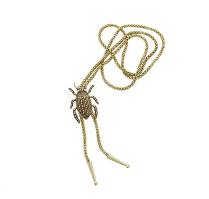 Beetle-Inspired Gothic Bolo Tie, wire mesh cord, made in USA, each
