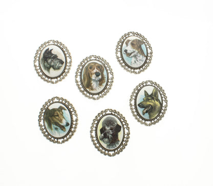 55mm x 45mm Vintage Dog Cameo Cabochons, made in USA, each