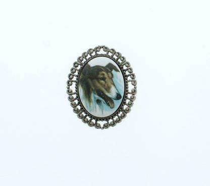 55mm x 45mm Vintage Dog Cameo Cabochons, made in USA, each