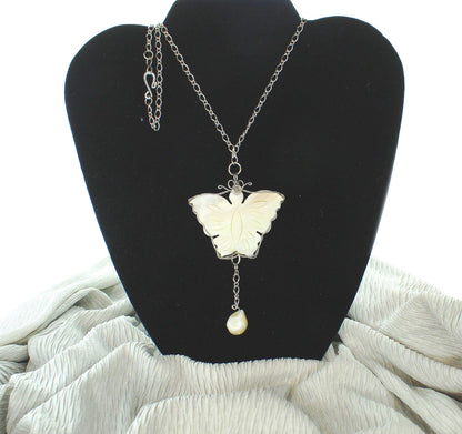 Mother of Pearl Style Butterfly Necklace, made in USA, each