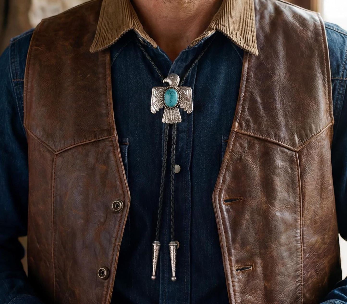 68mm x 54mm Thunderbird Bolo Tie, made in USA, each