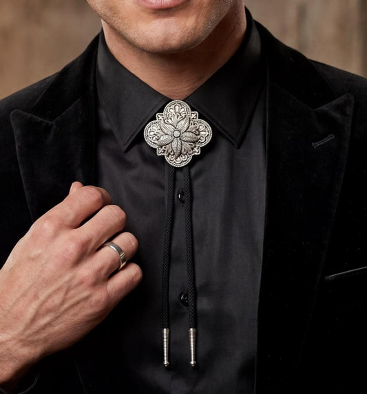 56mm Floral Concho Bolo Tie, made in USA, each