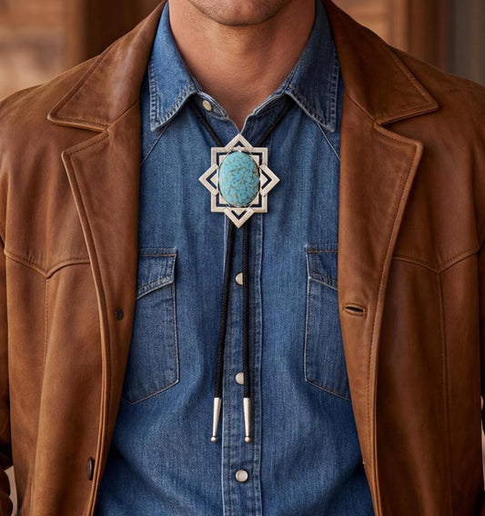 Turquoise Starburst Bolo Tie, made in USA, each