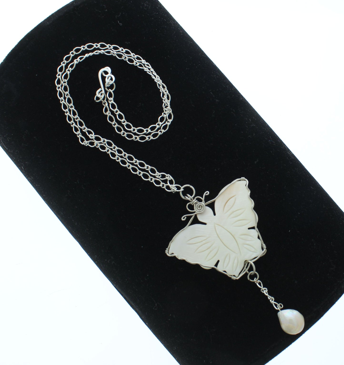 Mother of Pearl Style Butterfly Necklace, made in USA, each