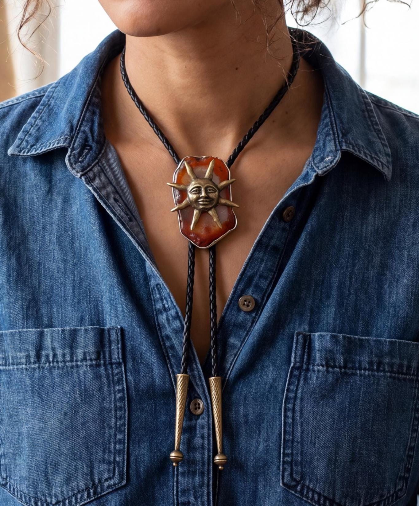Golden Sunburst Bolo Tie, made in USA, each
