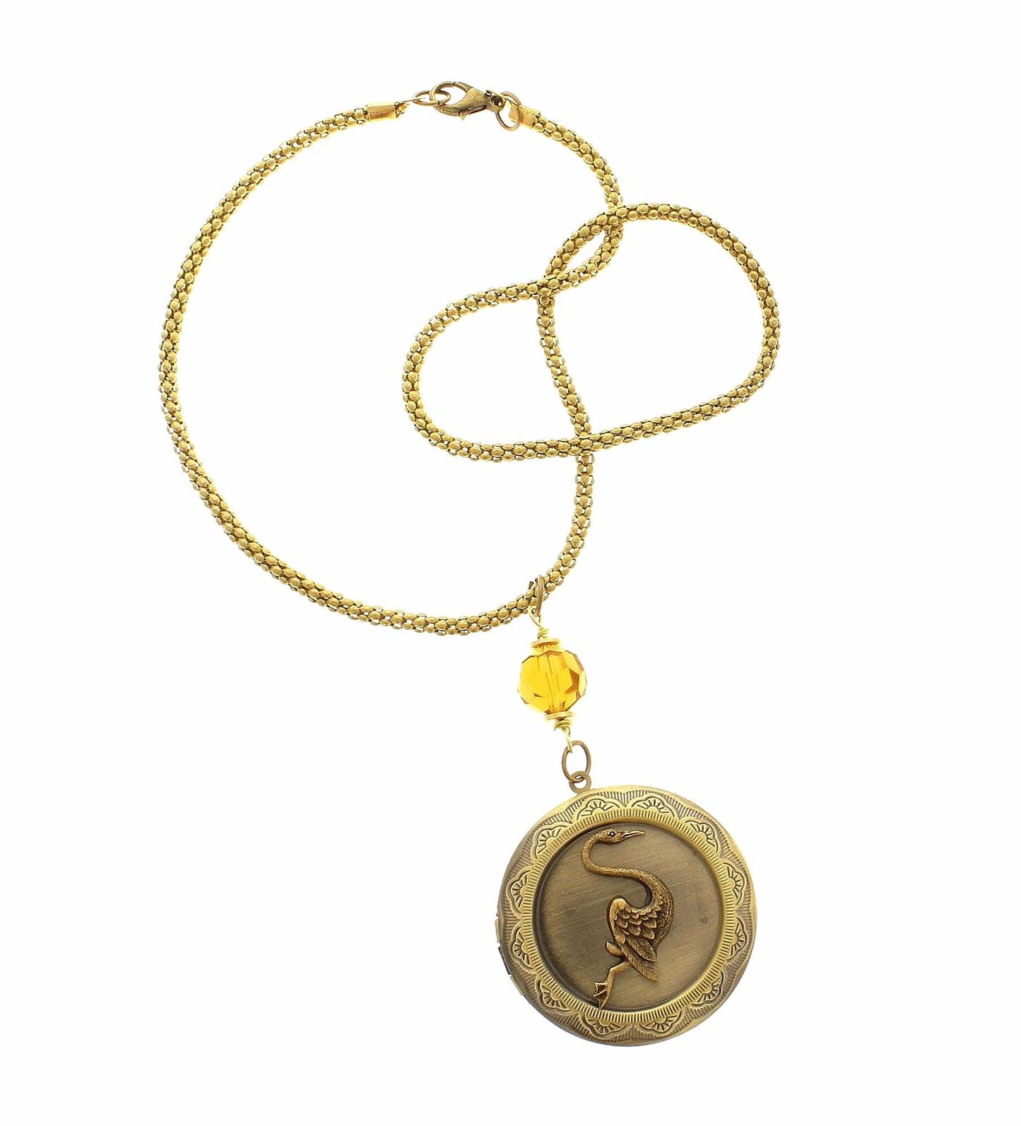 Vintage Swan Locket Necklace, made in USA, each