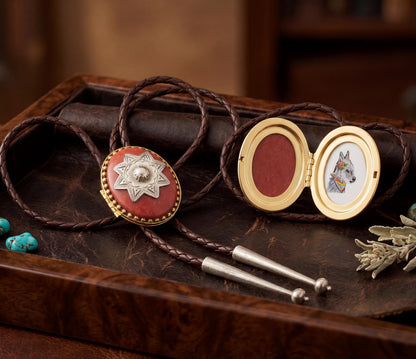 Desert Keepsake Locket Bolo Tie, made in USA, each