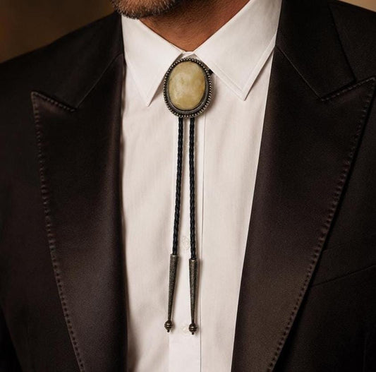 55mm x 43mm Vintage Ivory Stone Bolo Tie, made in USA, each