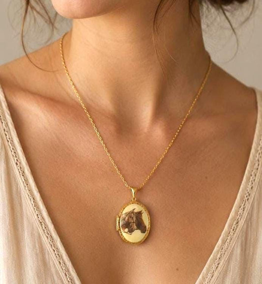 Personalized Horse Photo Locket Necklace, made in USA, each