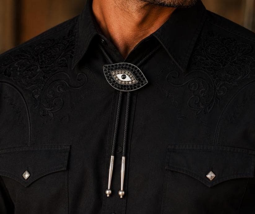 Black Evil Eye Bolo Tie, made in USA, each
