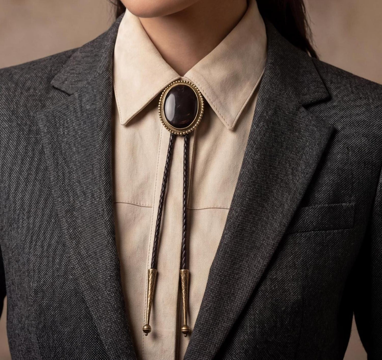 55mm x 43mm Black Onyx Bolo Tie, made in USA, each