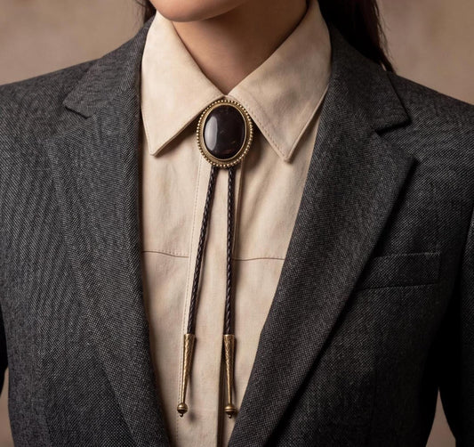 55mm x 43mm Black Onyx Bolo Tie, made in USA, each