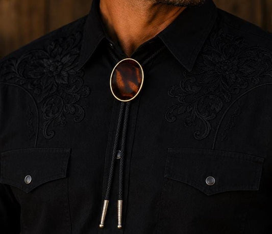 43mm x 32mm Amber Stone Bolo Tie, made in USA, each