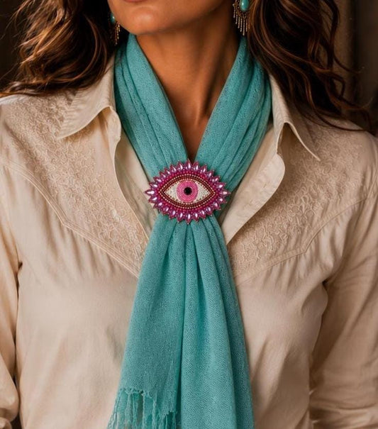 61mm x 89mm Pink Evil Eye Scarf Slide, made in USA, each