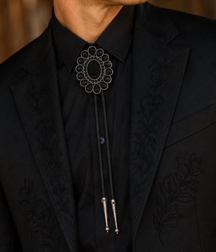 78mm x 54mm Midnight Bloom Bolo Tie, made in USA, each