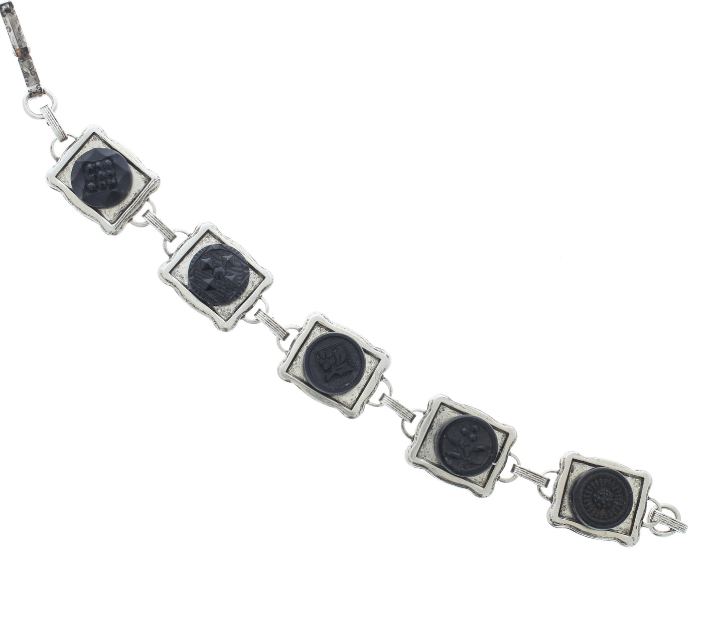 Vintage Black Button Bracelet, made in USA, each