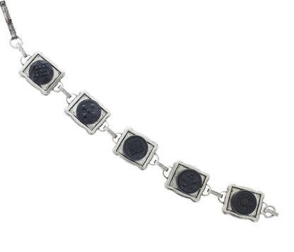 Vintage Black Button Bracelet, made in USA, each