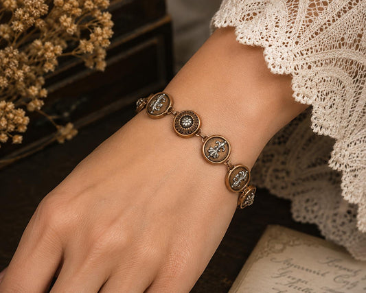 Vintage Copper Fleur-de-Lis Bracelet, made in USA, each