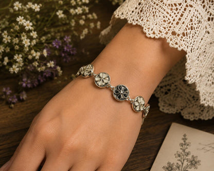 Floral Bloom Link Bracelet, made in USA, each