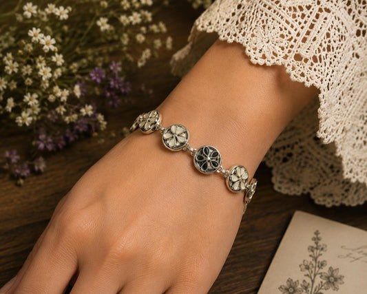 Floral Bloom Link Bracelet, made in USA, each