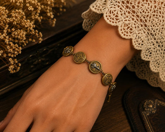 Vintage Medallion Bracelet, made in USA, each