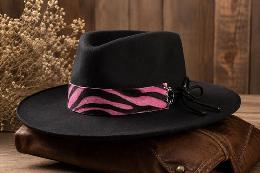 Pink Zebra Western Hat Band, made in USA, each