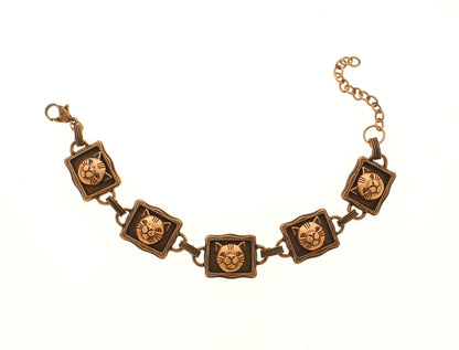 Antique Cat Portrait Link Bracelet, made in USA, each
