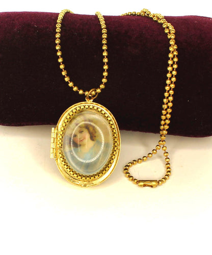Golden Heirloom Portrait Locket Necklace, made in USA, each