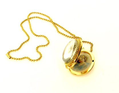 Golden Heirloom Portrait Locket Necklace, made in USA, each