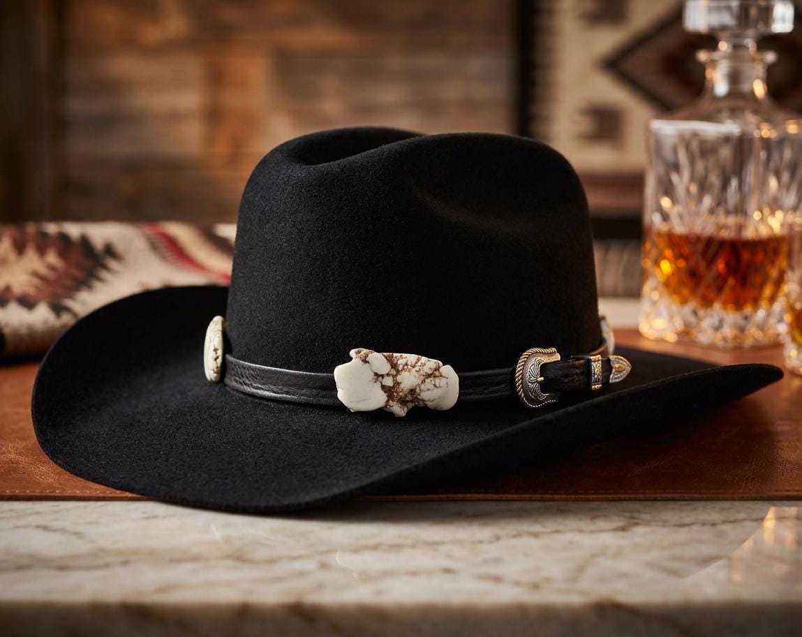 Western Stone Leather Hat Band, made in USA, each