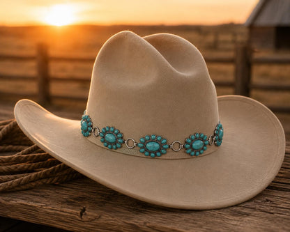Turquoise Blossom Western Hat Band, made in USA, each