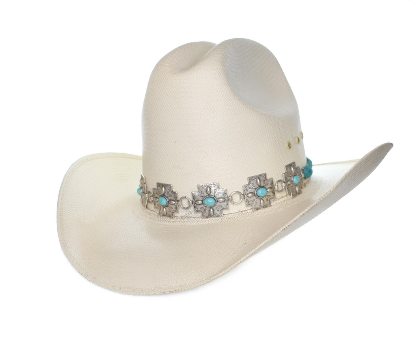 Turquoise Cross Concho Western Hat Band, made in USA, each