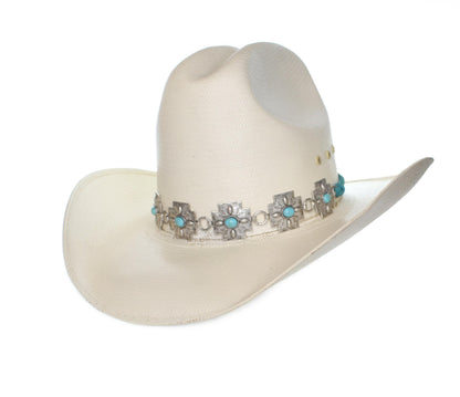 Turquoise Cross Concho Western Hat Band, made in USA, each