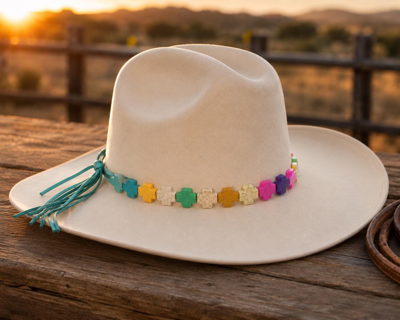 Colorful Cross Bead Hat Band, made in USA, each