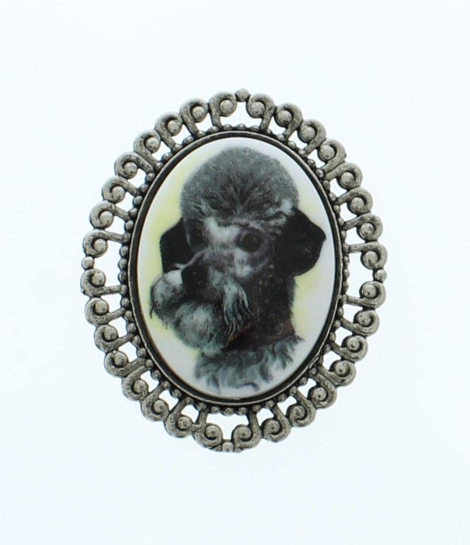 Victorian Poodle Portrait Scarf Slide, made in USA, each