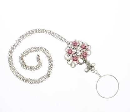 Pink Blossom Monocle Necklace, made in USA, each